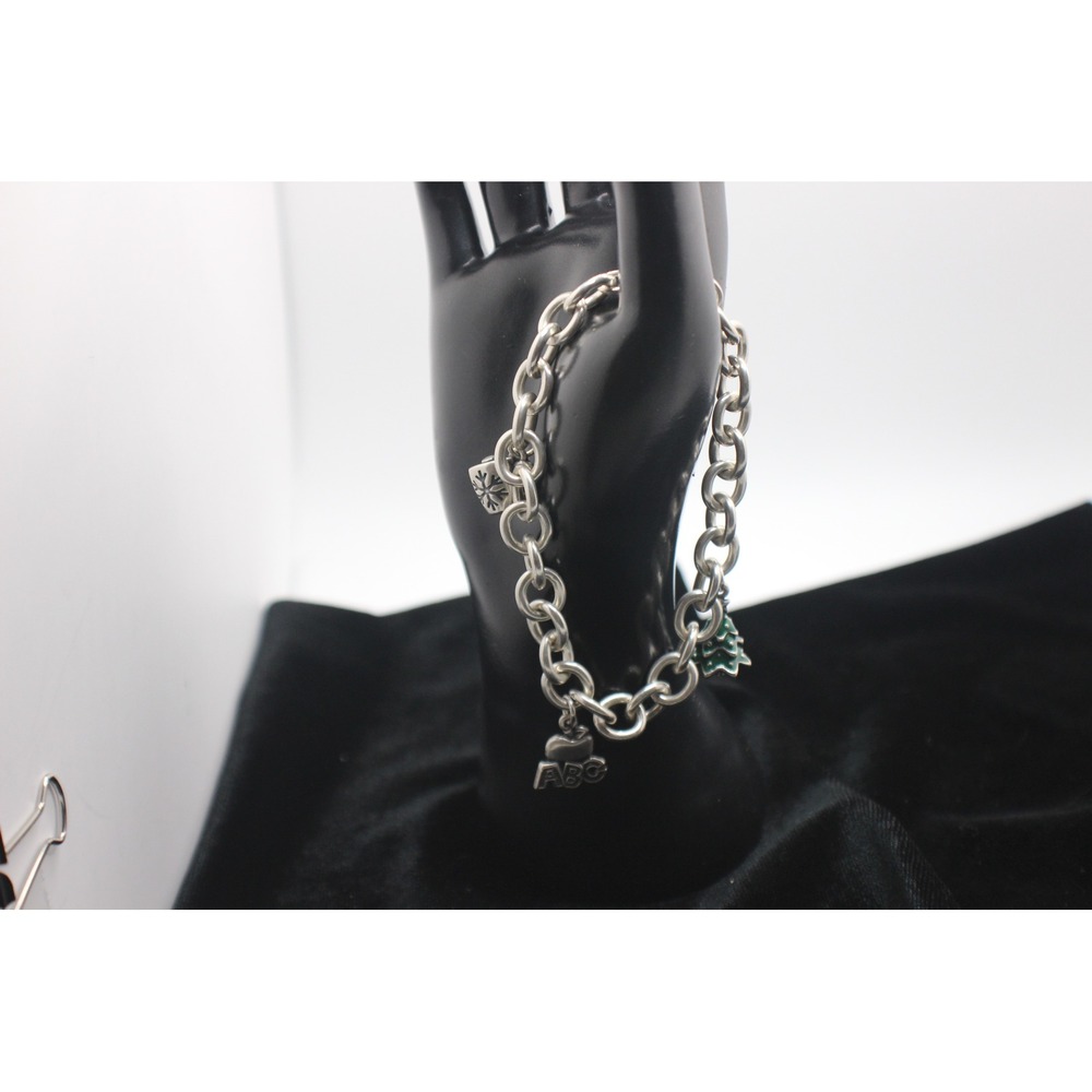 James Avery 925/Silver Bracelet W/XMAS Tree/Hot Chocolate Mug/ABC-Apple charms